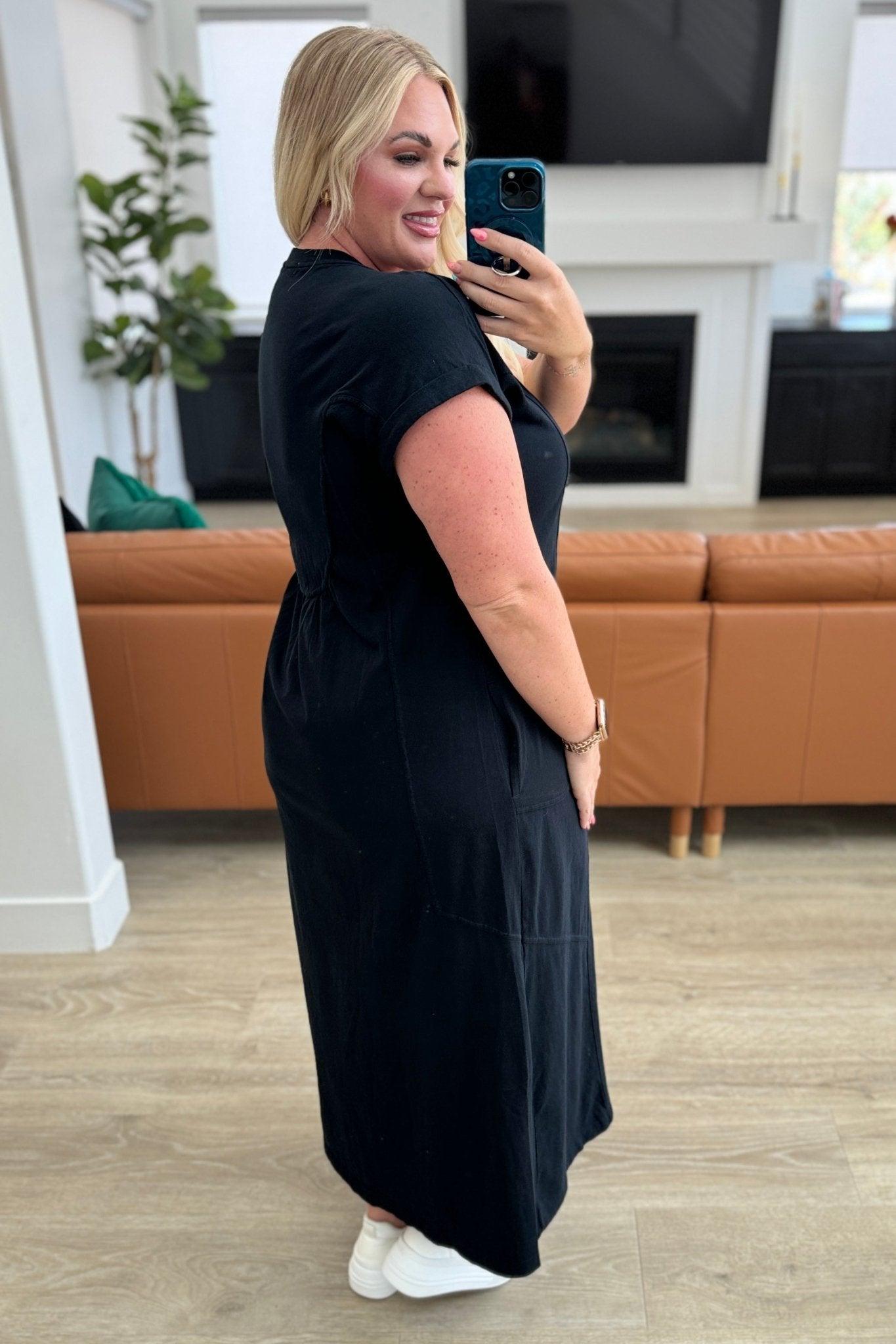 Modern Maritime Shift Maxi Dress in Black - AS8816 - 01 - Love it Curvy