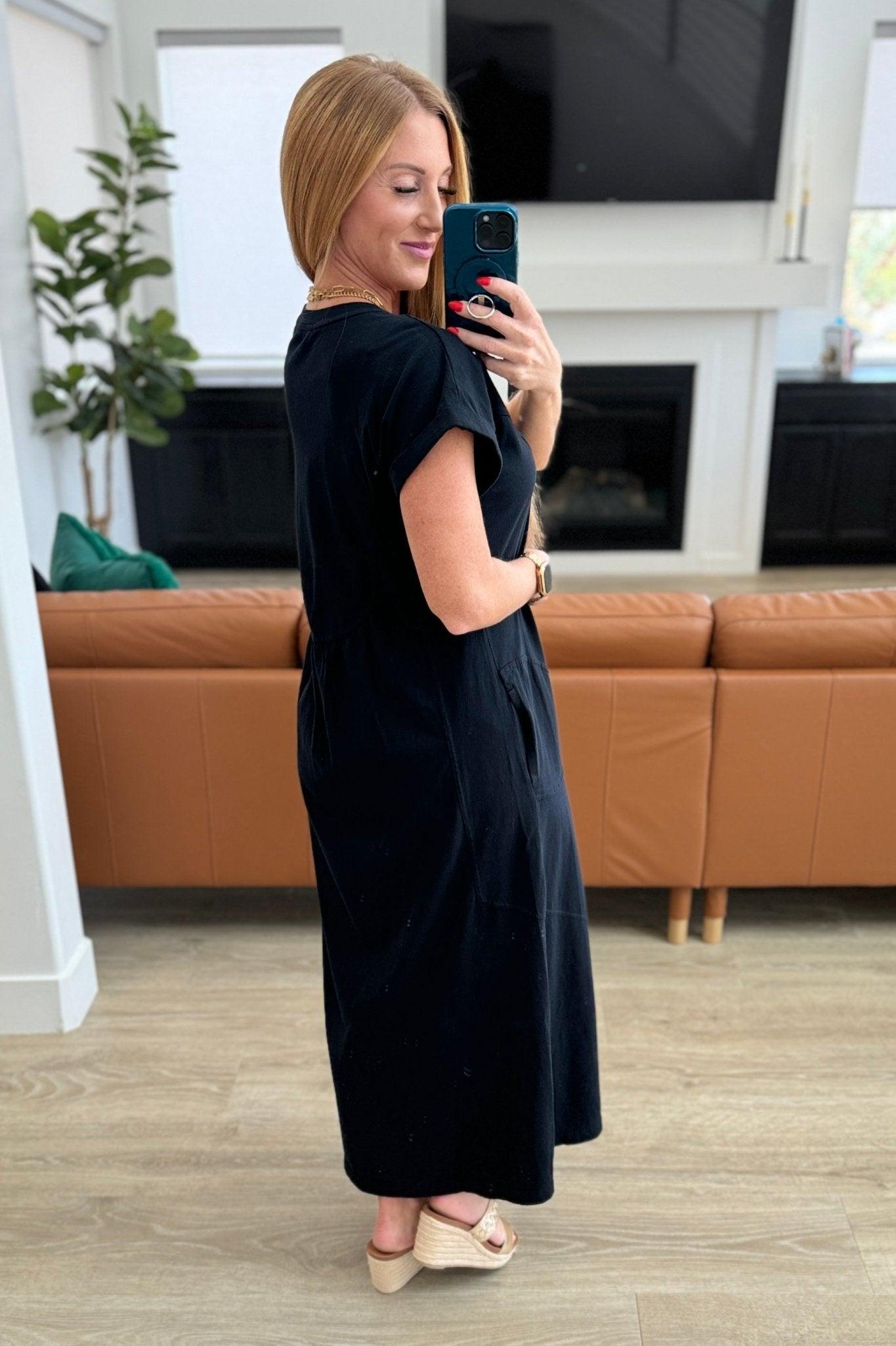 Modern Maritime Shift Maxi Dress in Black - AS8816 - 01 - Love it Curvy