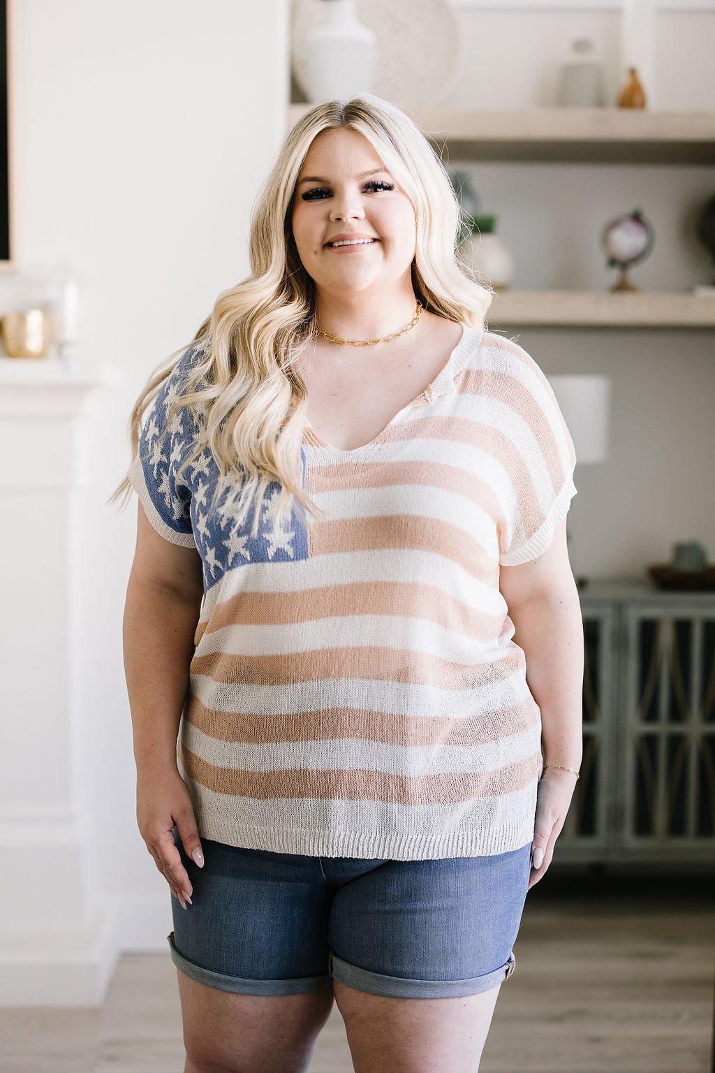 Old Glory Sleeveless Sweater - AS5878 - 01 - Love it Curvy