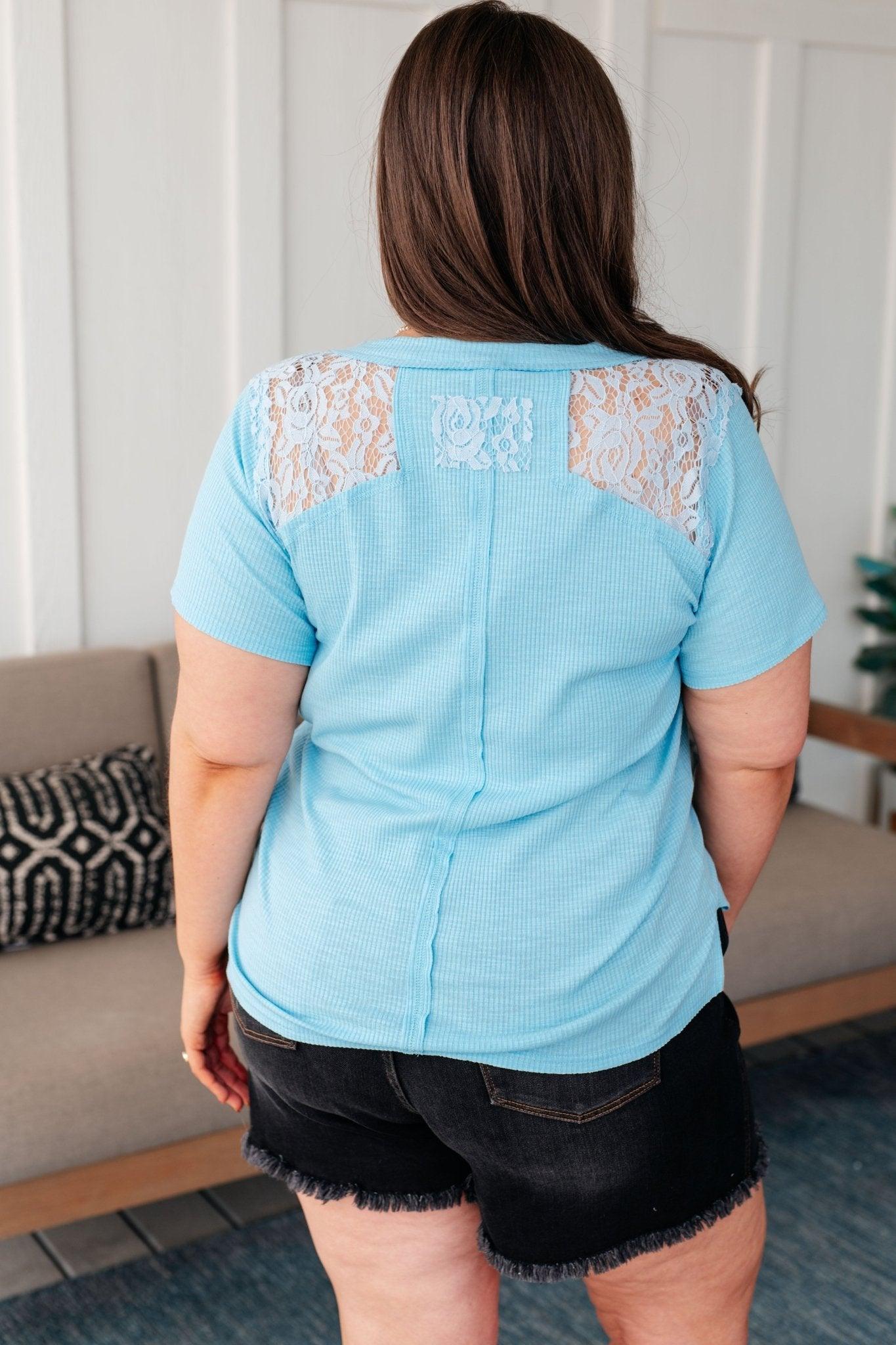 Only Happy When it Rains Lace Detail Top - AS8541-01 - Love it Curvy