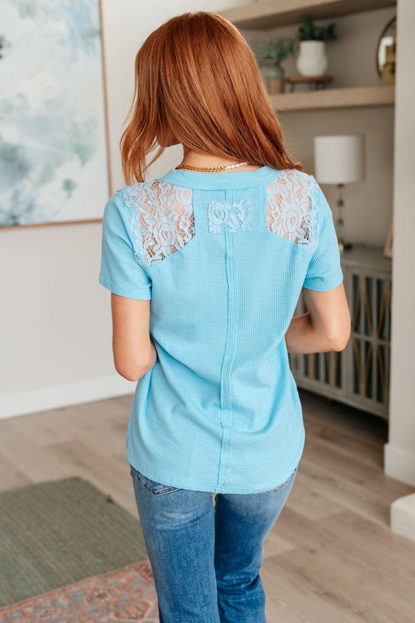 Only Happy When it Rains Lace Detail Top - AS8541-01 - Love it Curvy