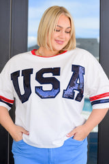 Party In The USA Drop Shoulder Top - AS8723 - 01 - Love it Curvy