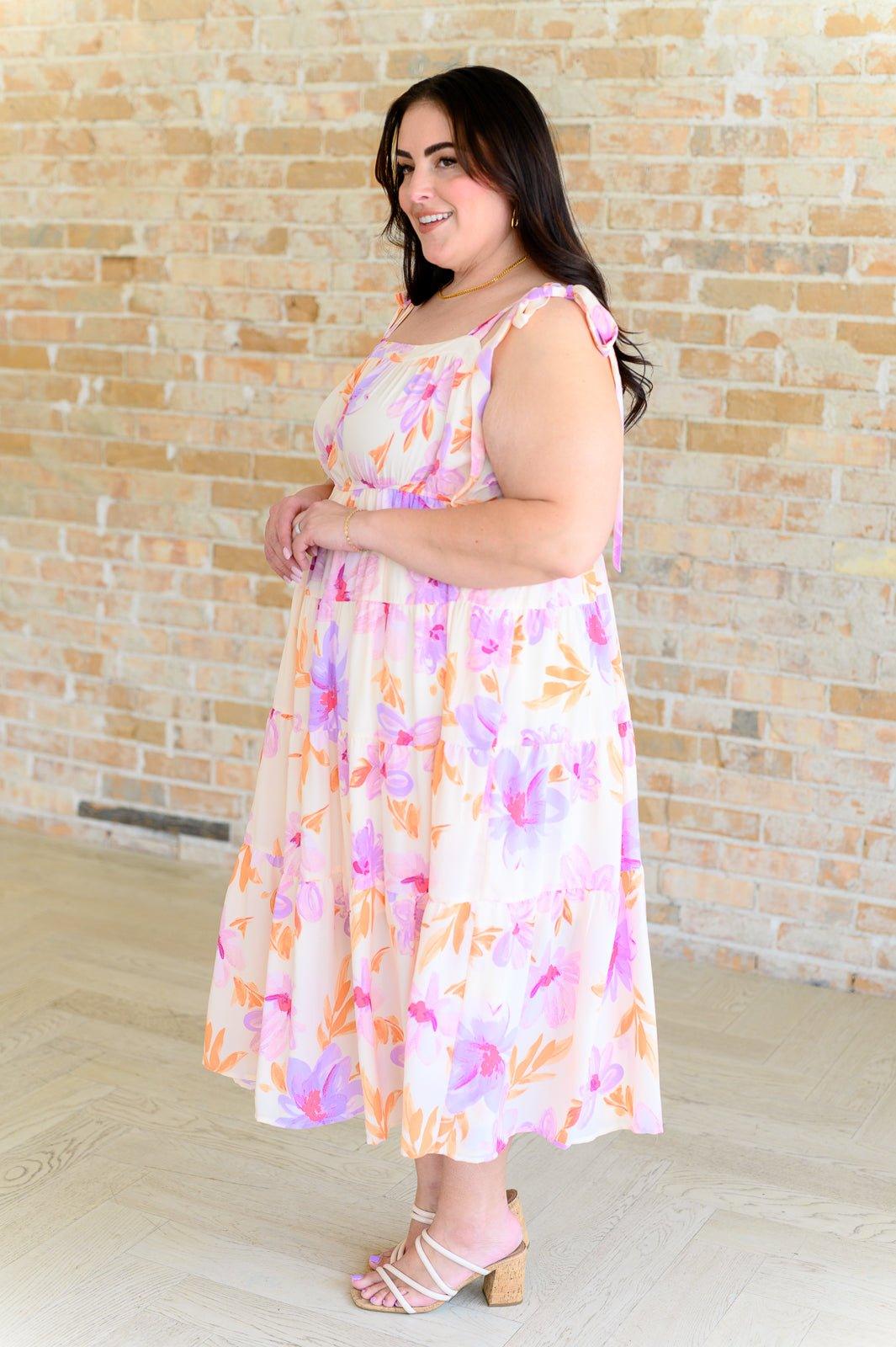 Pastel Petals Floral Midi Dress - AS6475-01 - Love it Curvy