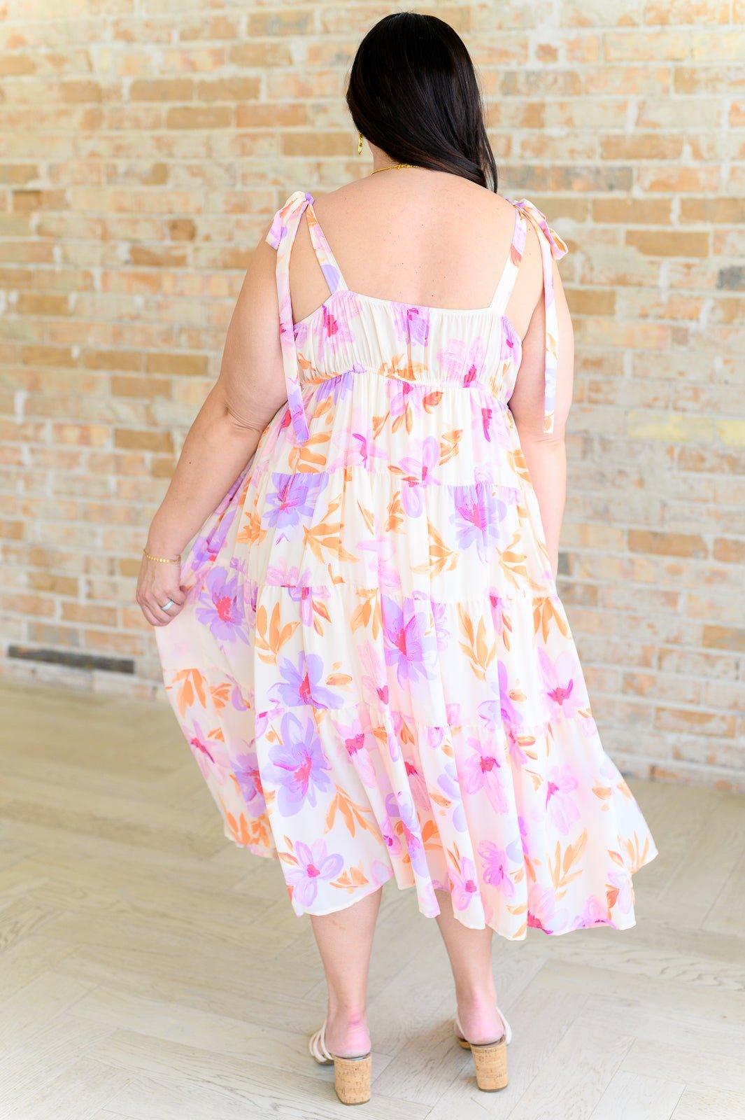 Pastel Petals Floral Midi Dress - AS6475-01 - Love it Curvy