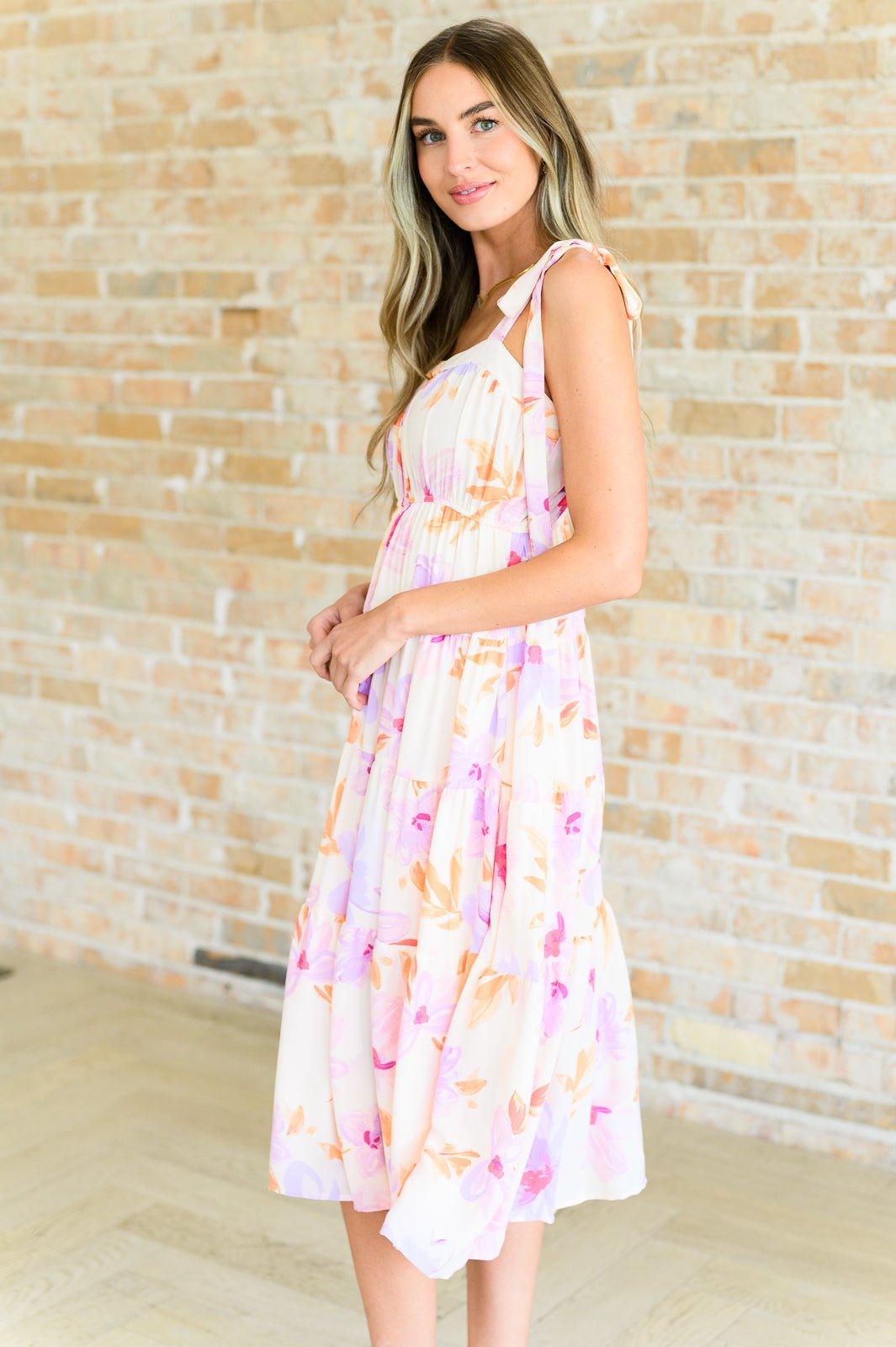 Pastel Petals Floral Midi Dress - AS6475-01 - Love it Curvy