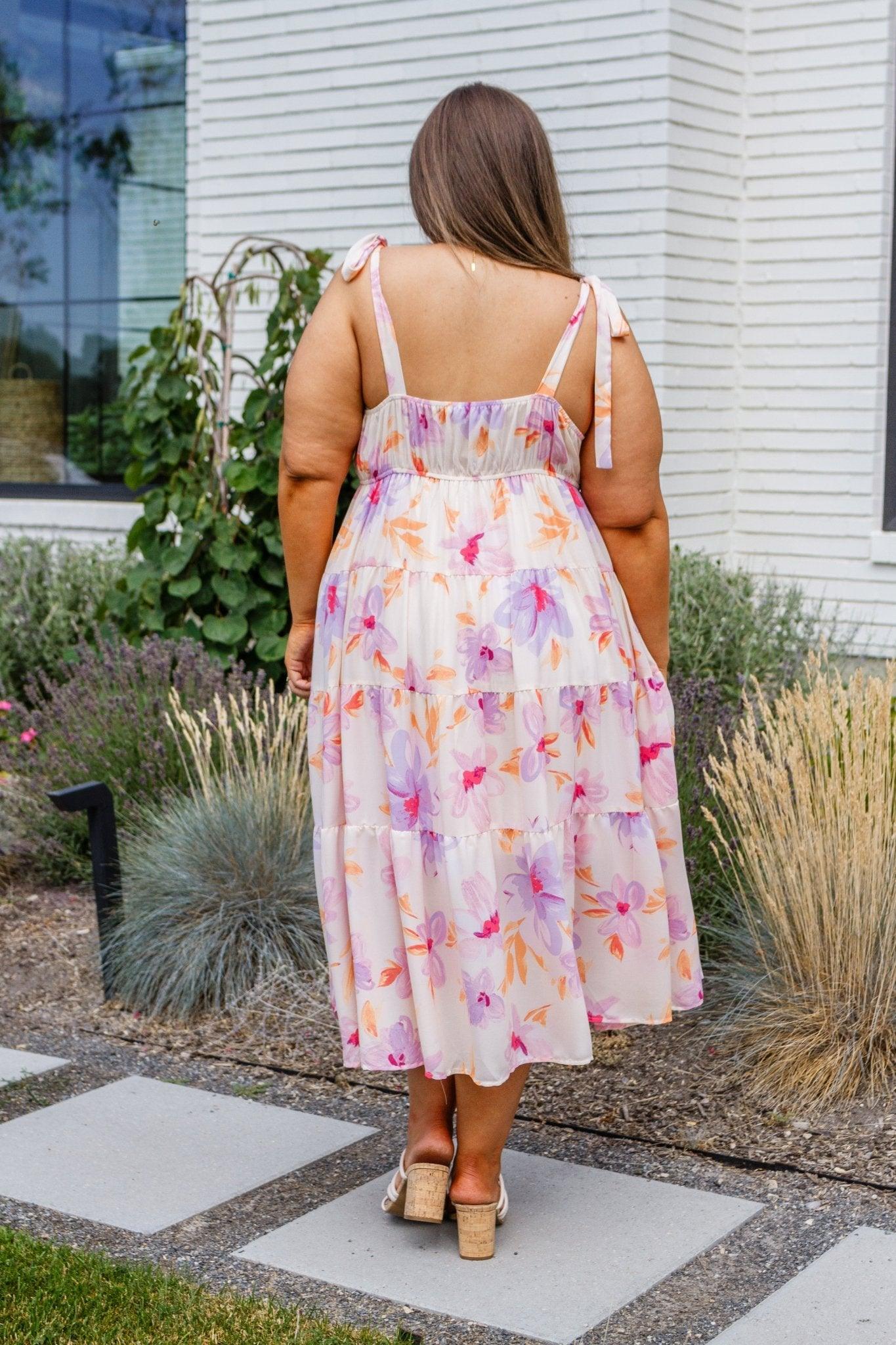 Pastel Petals Floral Midi Dress - AS6475-01 - Love it Curvy