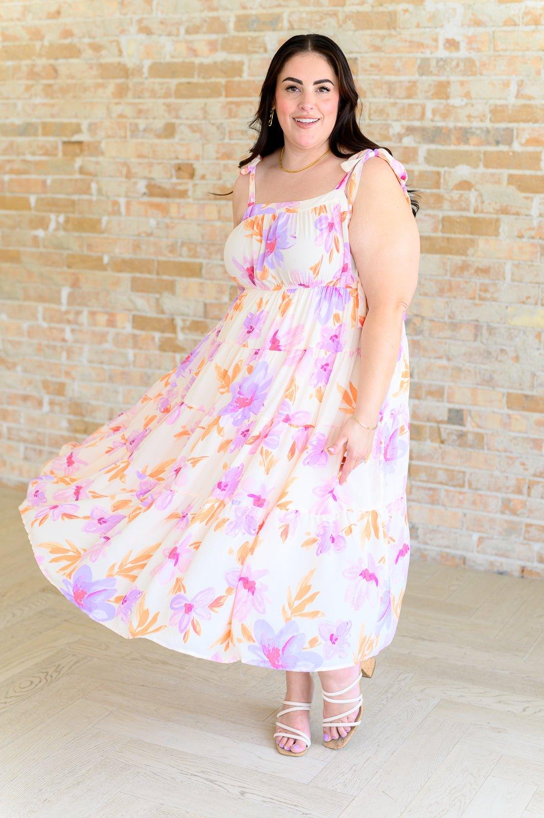 Pastel Petals Floral Midi Dress - AS6475-01 - Love it Curvy