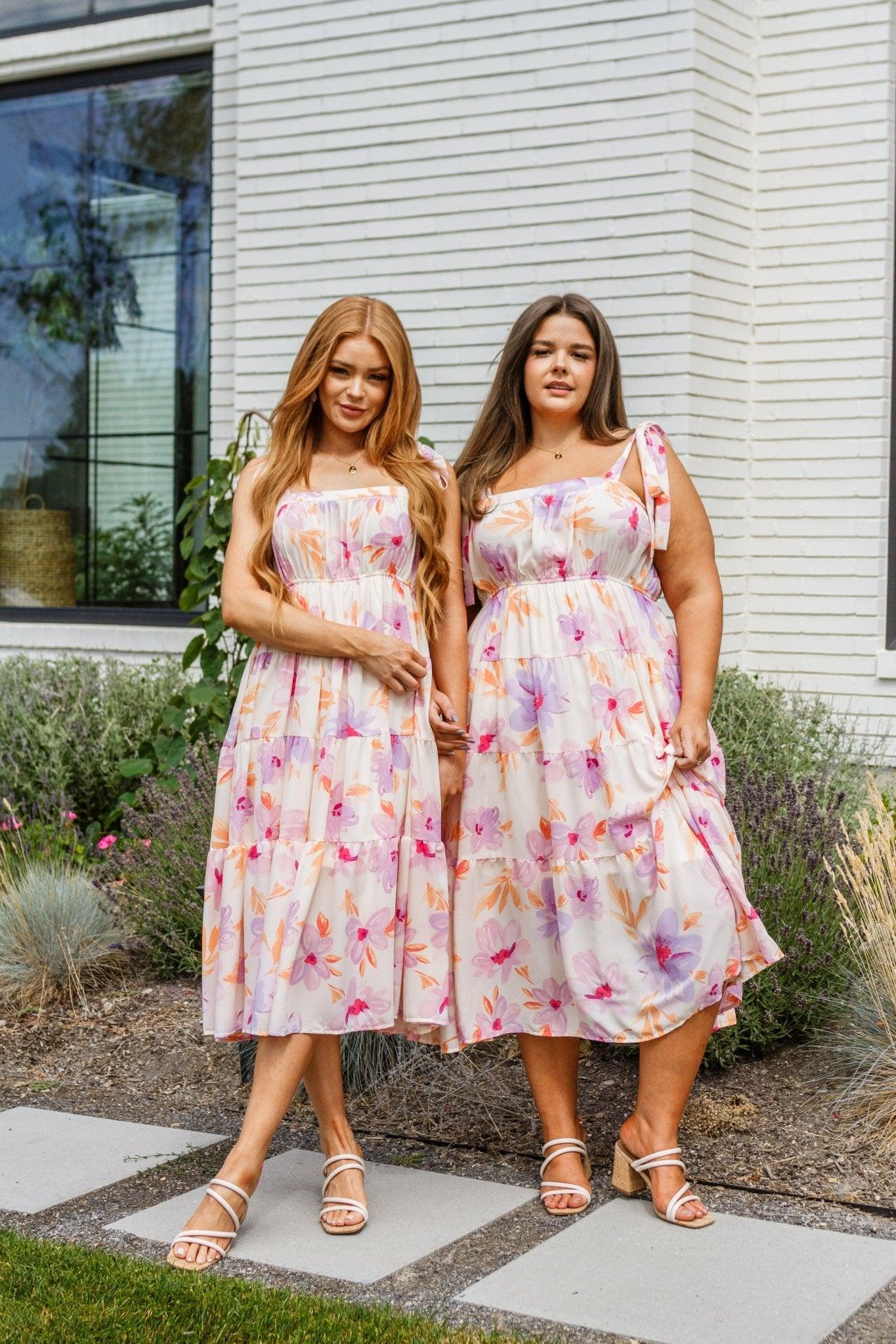 Pastel Petals Floral Midi Dress - AS6475-01 - Love it Curvy