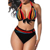 Curve Radiance High-Waist Neon Stripe Bikini Set