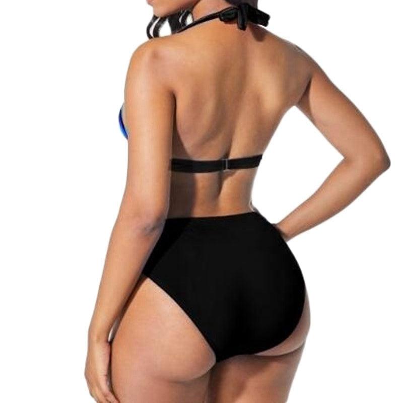 Curve Radiance High-Waist Neon Stripe Bikini Set