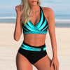Curve Radiance High-Waist Neon Stripe Bikini Set
