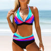 Curve Radiance High-Waist Neon Stripe Bikini Set