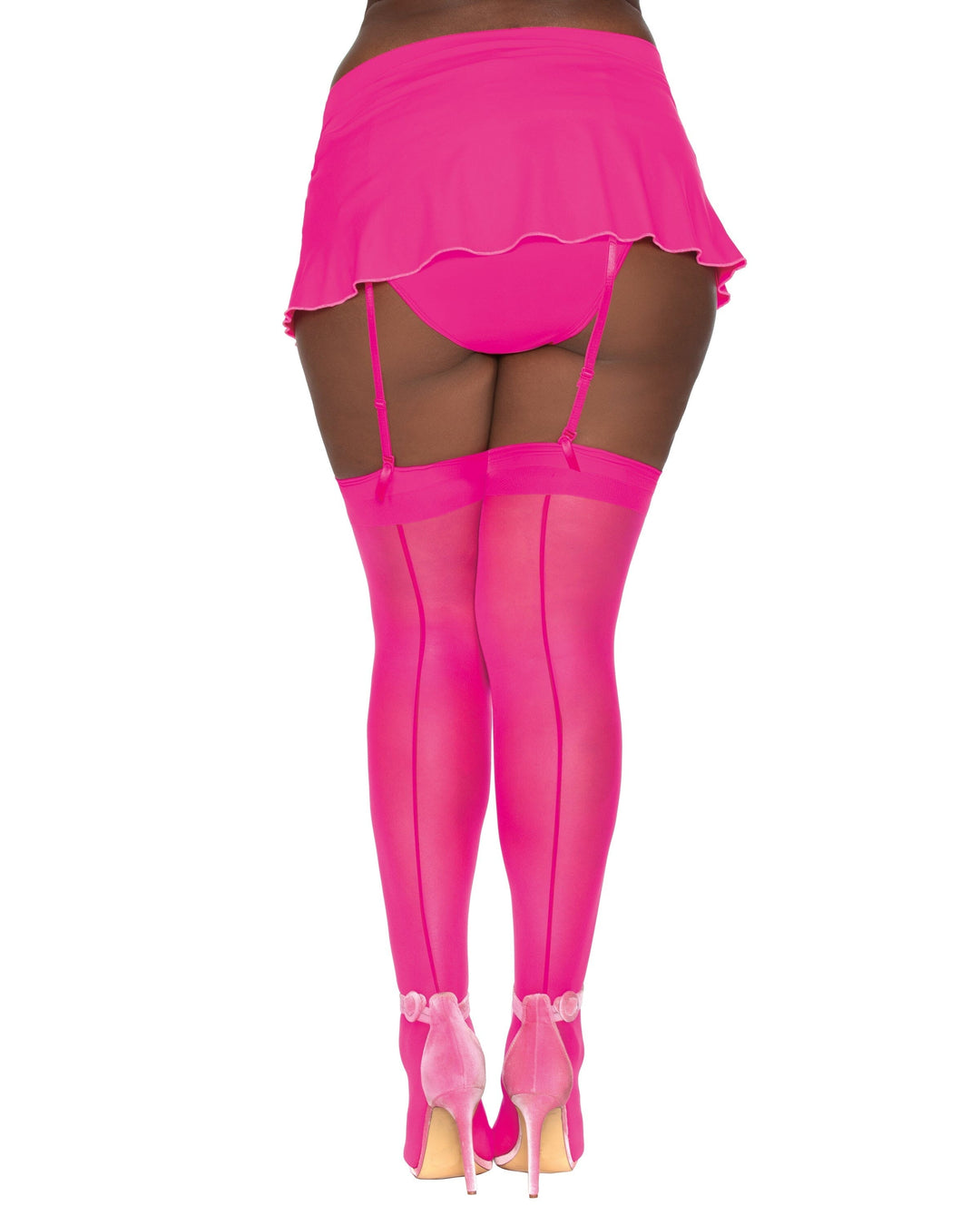 Dreamgirl Plus Sheer Thigh High Stockings with Back Seam