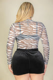 Plus Size Zebra Print Sexy Sheer Mesh Bodysuit - 58639.1XL - Love it Curvy