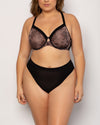 Sheer Mesh High Cut Thong - Black Hue