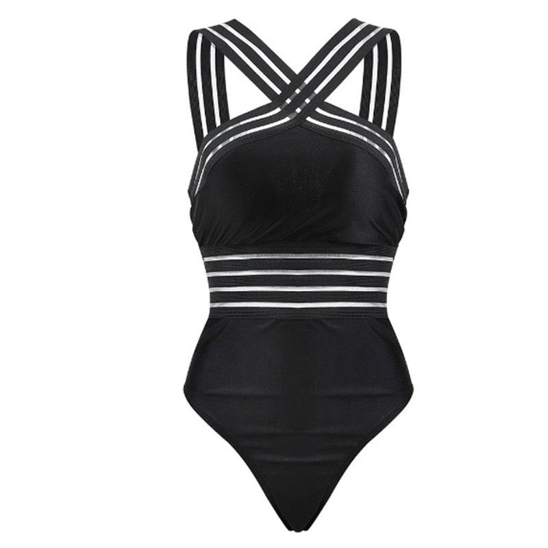 Curve Confidence High Neck Mesh Back One-Piece Swimsuit