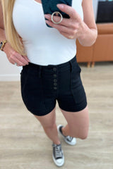 Reagan High Rise Button Fly Trouser Shorts - AS8666-01 - Love it Curvy