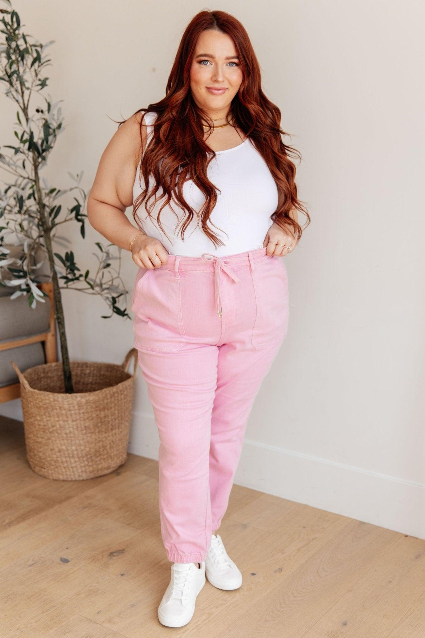 Regina High Rise Garment Dyed Denim Jogger - AS8055-01 - Love it Curvy