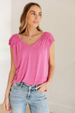 Ruched Cap Sleeve Top in Magenta - AS8114-01 - Love it Curvy