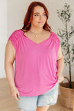 Ruched Cap Sleeve Top in Magenta - AS8114-01 - Love it Curvy