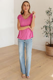 Ruched Cap Sleeve Top in Magenta - AS8114-01 - Love it Curvy