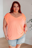 Ruched Cap Sleeve Top in Neon Orange - AS8117-01 - Love it Curvy