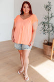 Ruched Cap Sleeve Top in Neon Orange - AS8117-01 - Love it Curvy