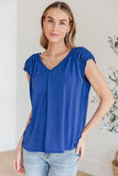 Ruched Cap Sleeve Top in Royal Blue - AS8119-01 - Love it Curvy