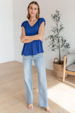 Ruched Cap Sleeve Top in Royal Blue - AS8119-01 - Love it Curvy