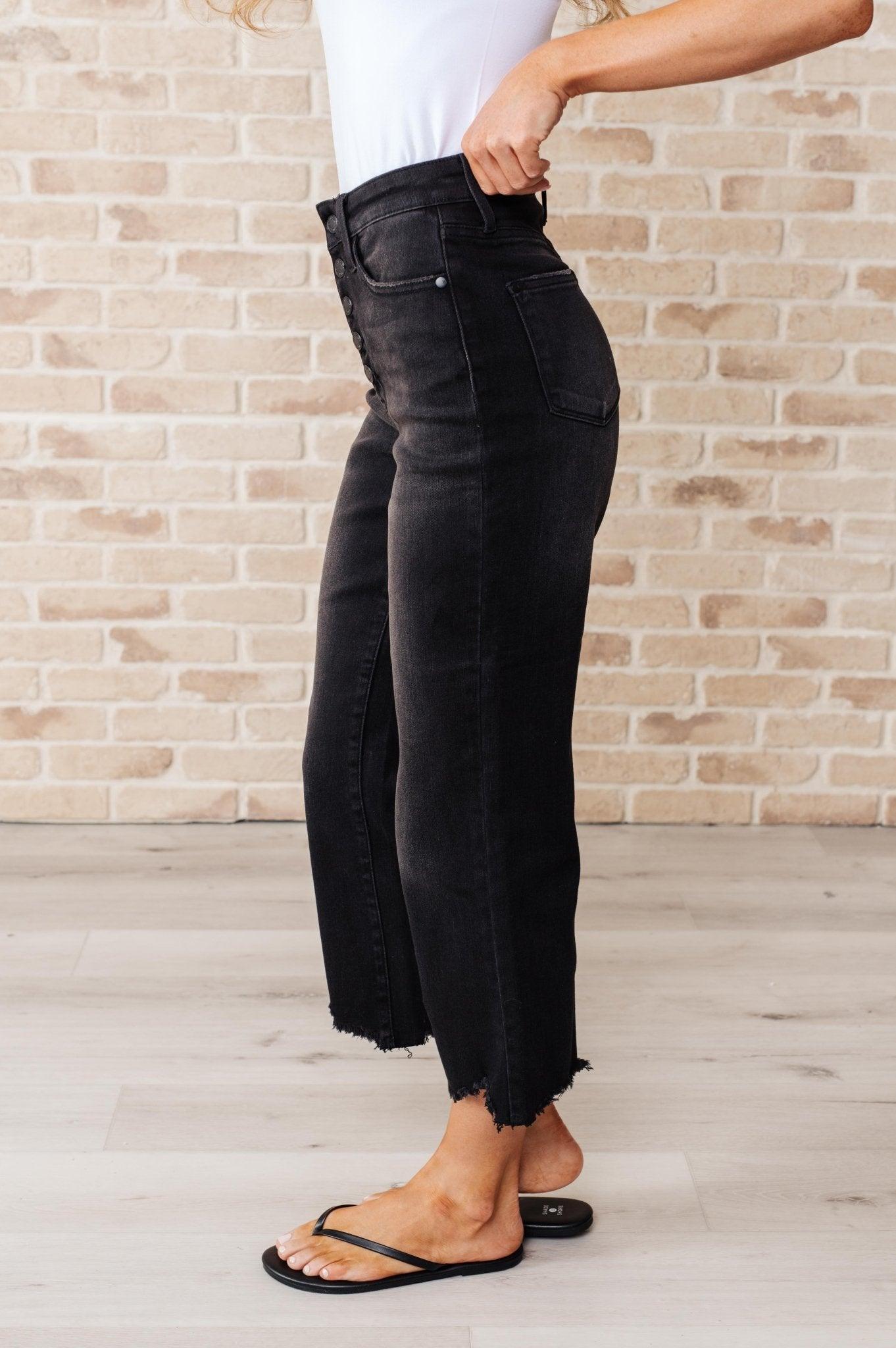 Ryan High Rise Button Fly Wide Leg Crop Jeans - AS8786 - 01 - Love it Curvy