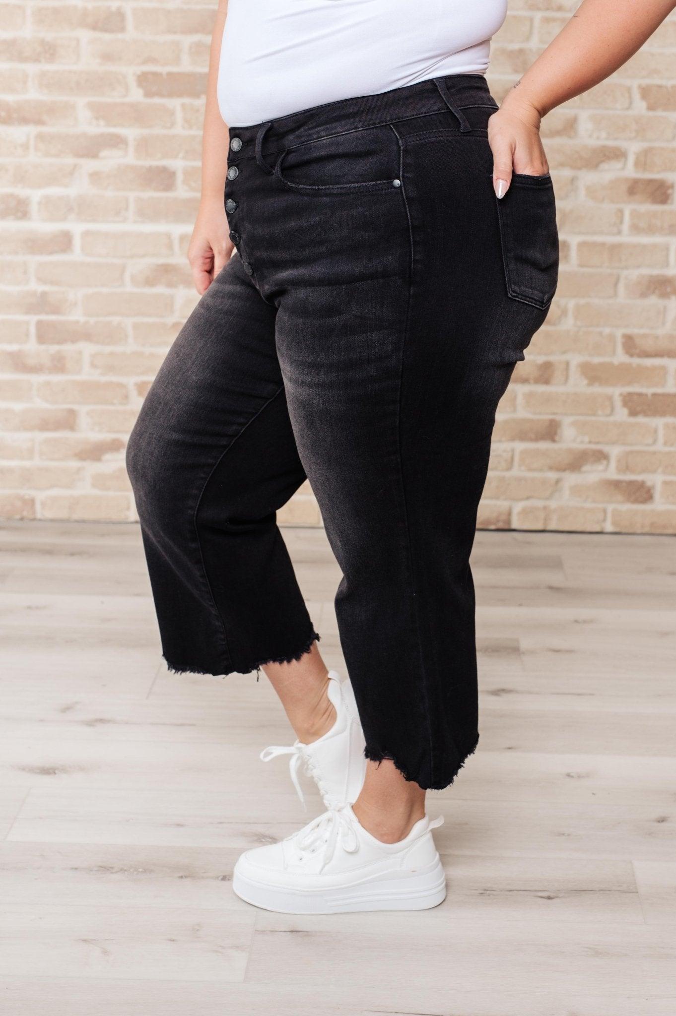 Ryan High Rise Button Fly Wide Leg Crop Jeans - AS8786 - 01 - Love it Curvy