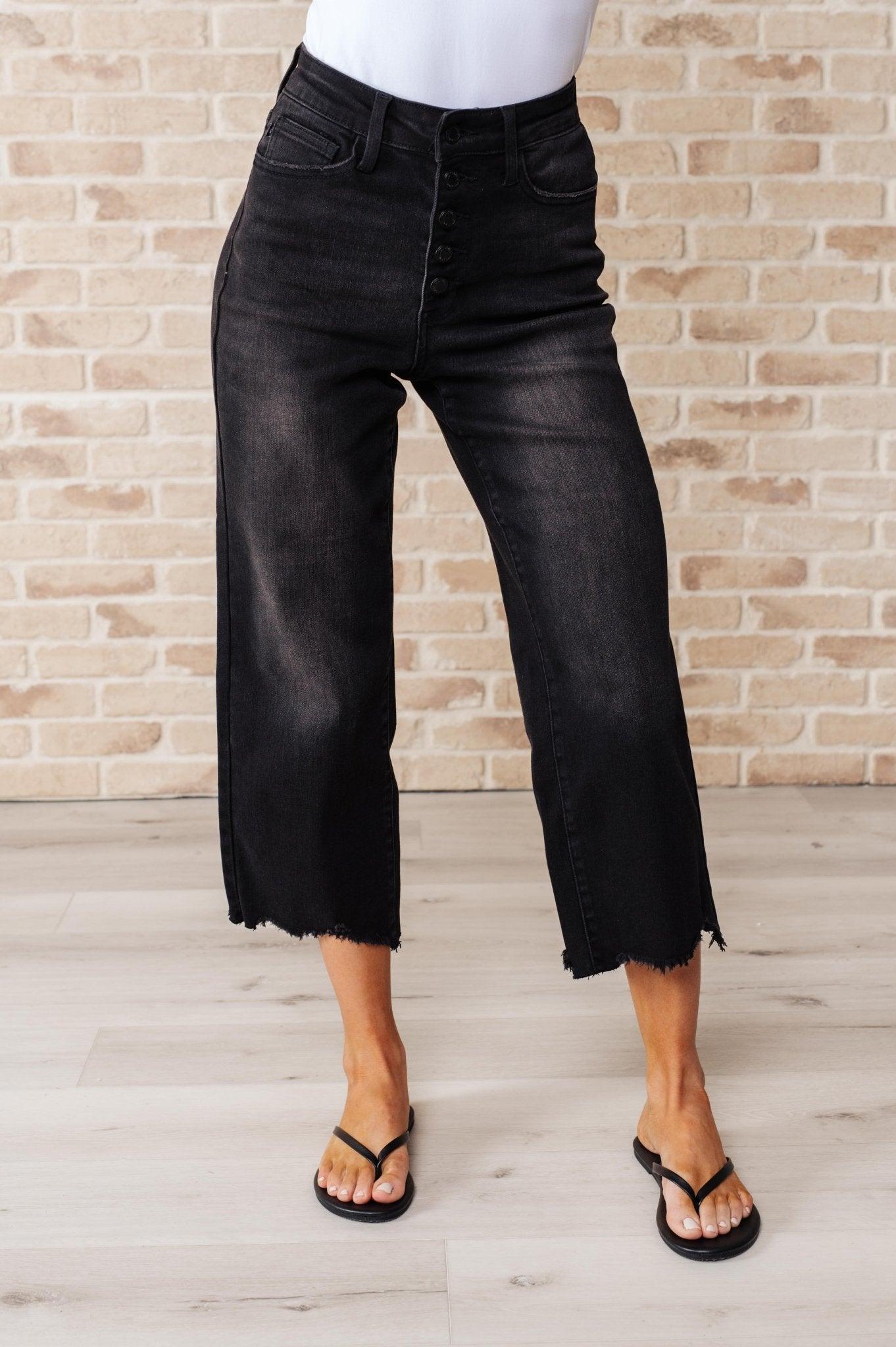 Ryan High Rise Button Fly Wide Leg Crop Jeans - AS8786 - 01 - Love it Curvy