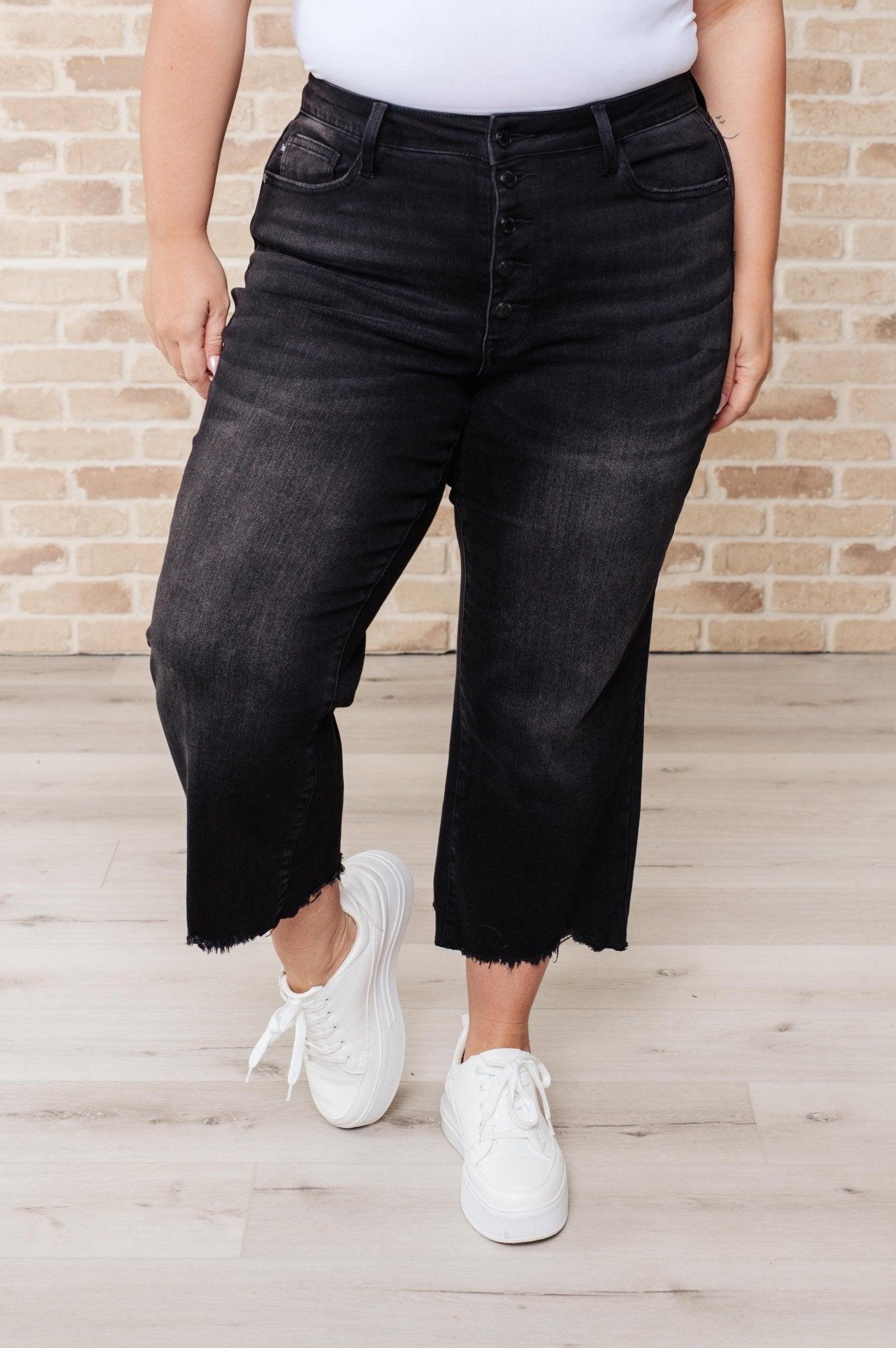 Ryan High Rise Button Fly Wide Leg Crop Jeans - AS8786 - 01 - Love it Curvy