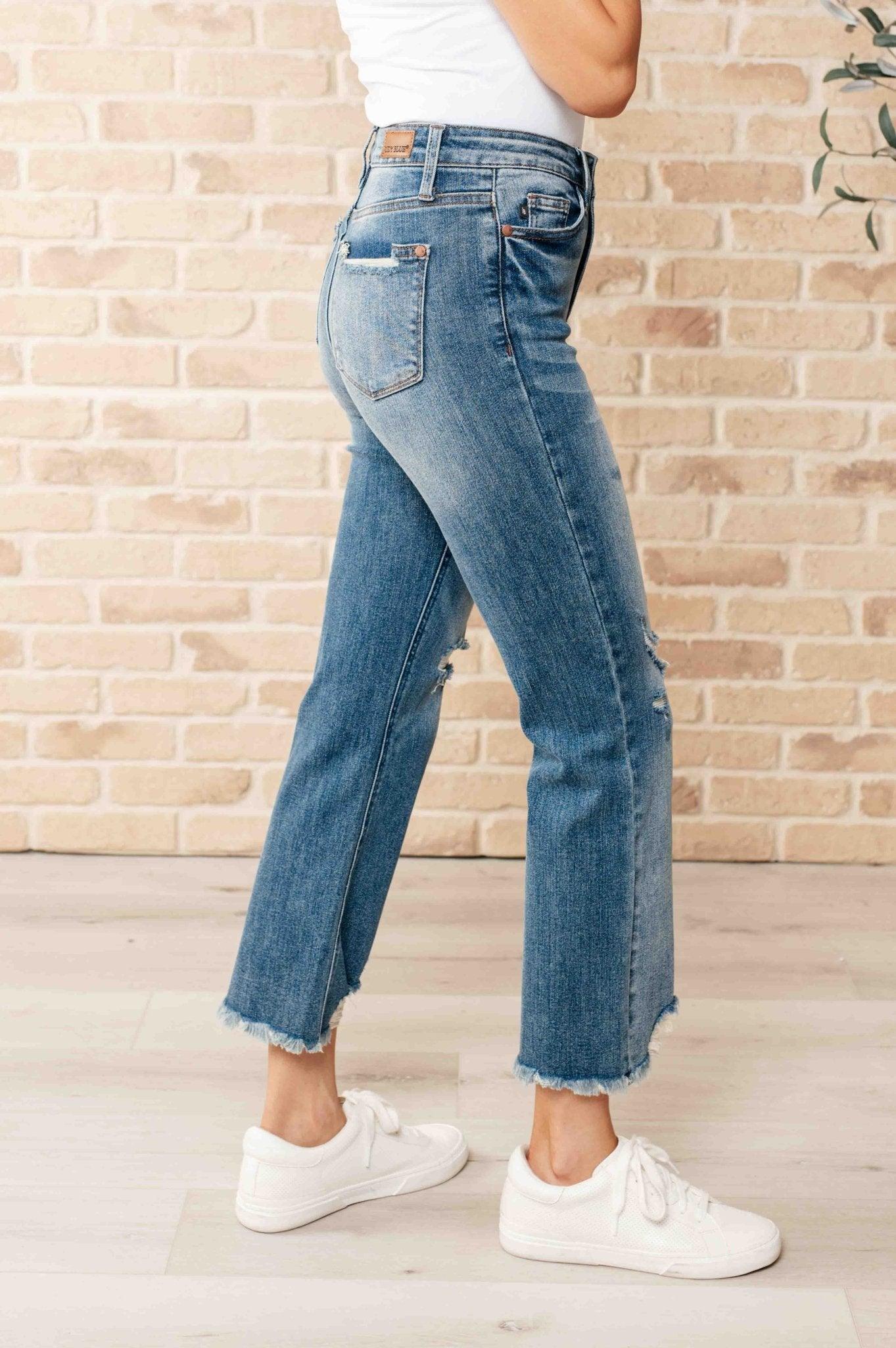 Sammy High Waist Distressed Crop Straight Leg Jeans - AS8822 - 01 - Love it Curvy