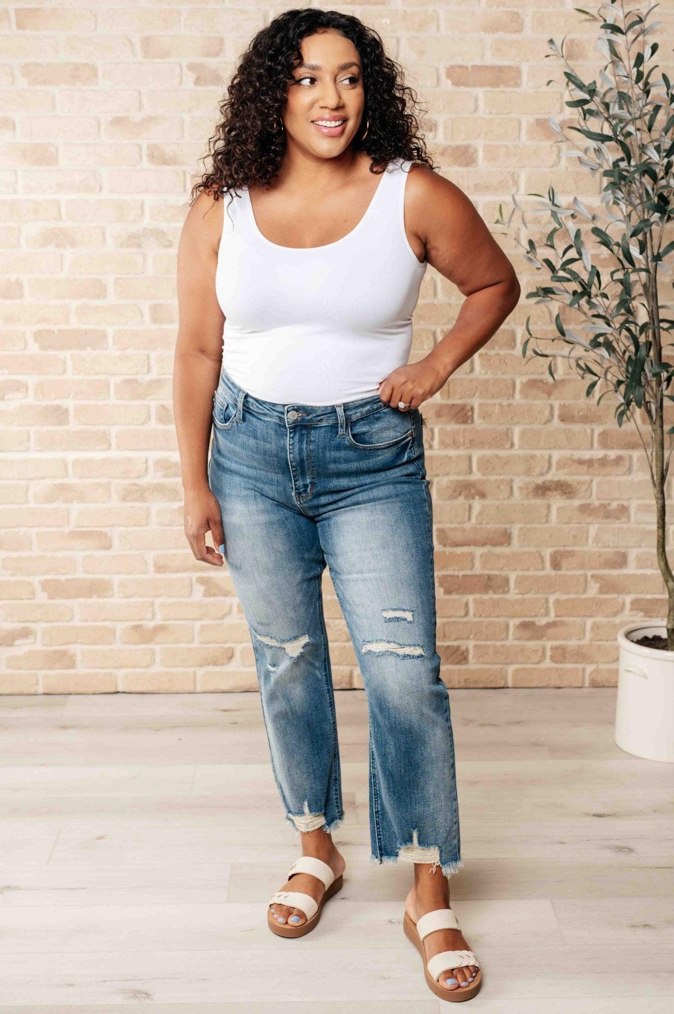 Sammy High Waist Distressed Crop Straight Leg Jeans - AS8822 - 01 - Love it Curvy