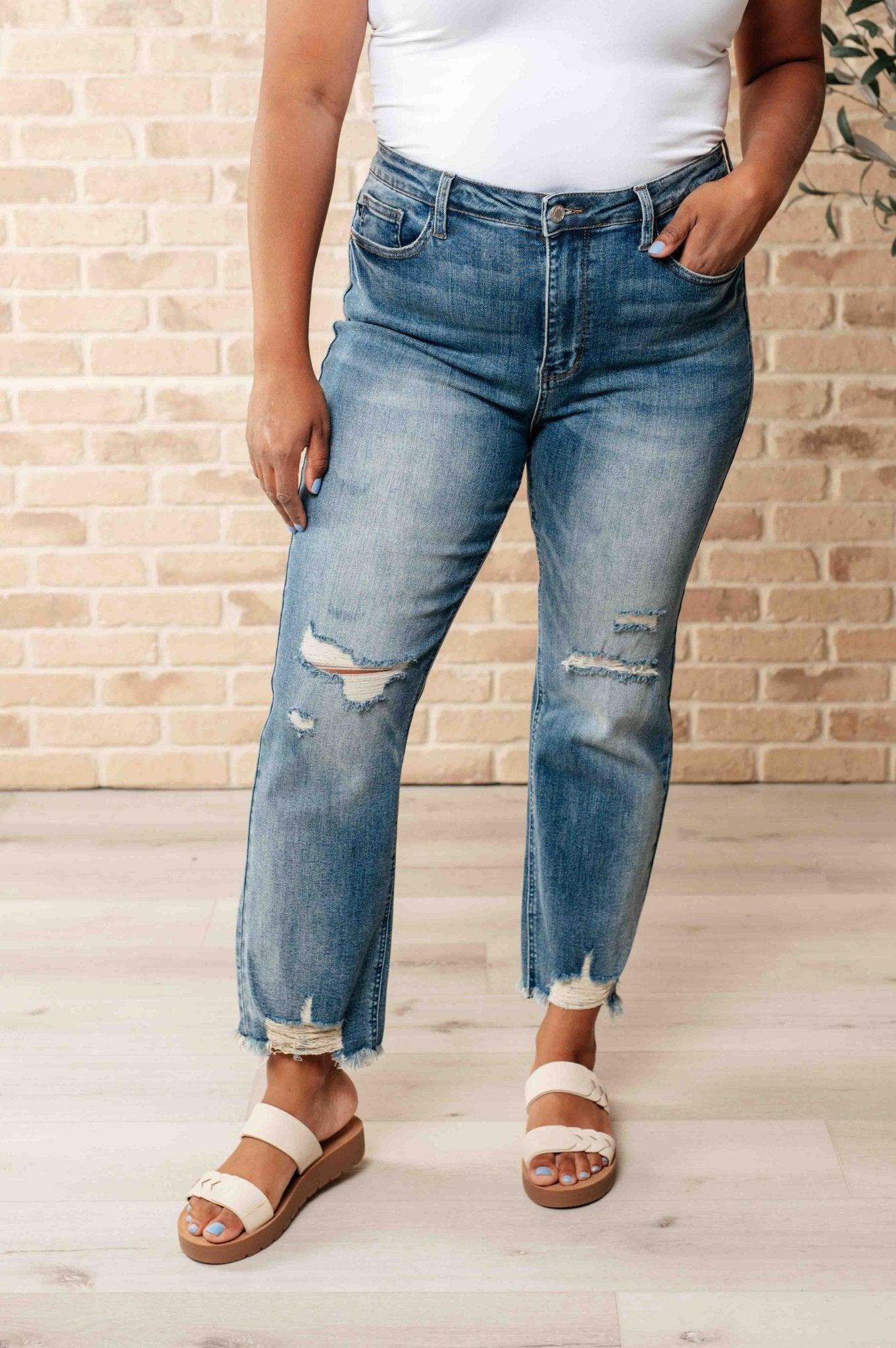 Sammy High Waist Distressed Crop Straight Leg Jeans - AS8822 - 01 - Love it Curvy