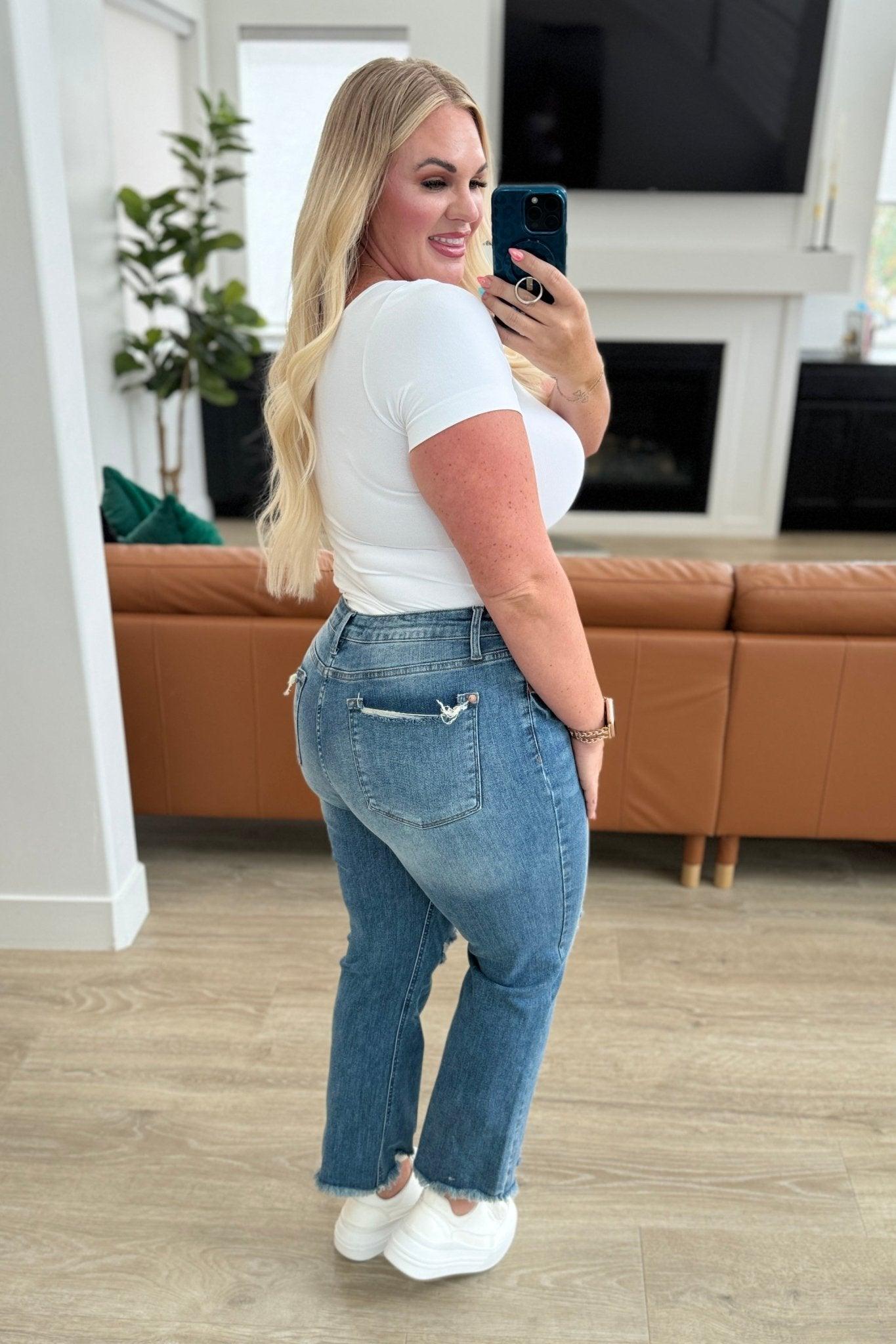 Sammy High Waist Distressed Crop Straight Leg Jeans - AS8822 - 01 - Love it Curvy