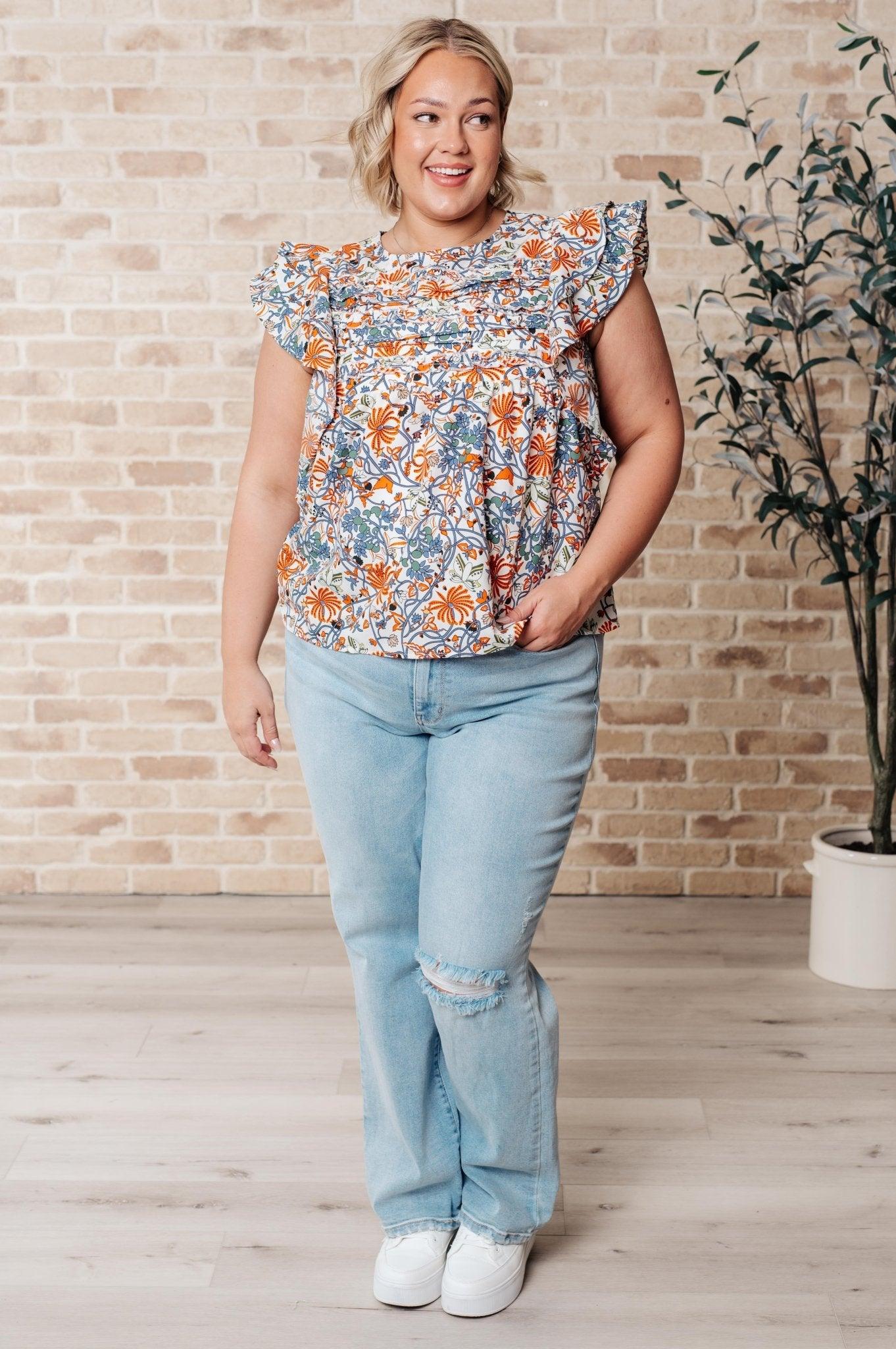 Something Peaceful Flutter Sleeve Blouse - AS7801 - 01 - Love it Curvy