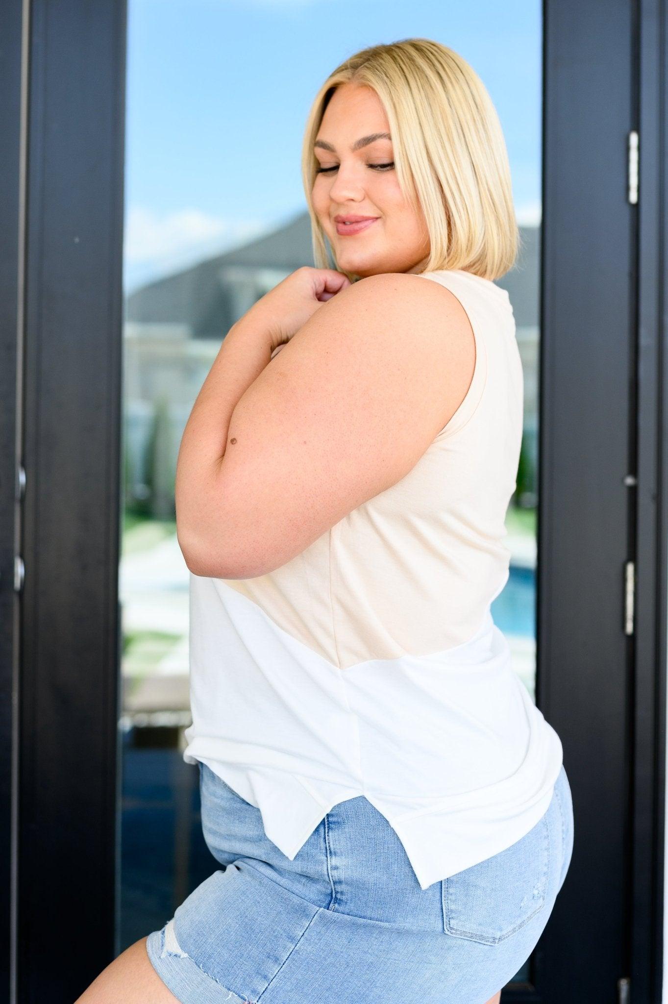 Steady Increase Color Block Sleeveless Top - AS7732 - 01 - Love it Curvy