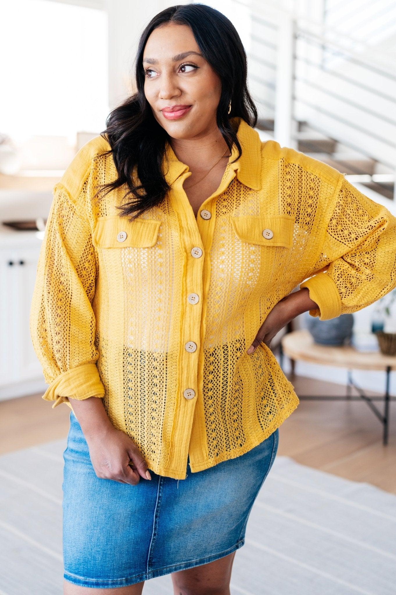 Sweeter Than Nectar Lace Button Down in Honey - AS6509-01 - Love it Curvy