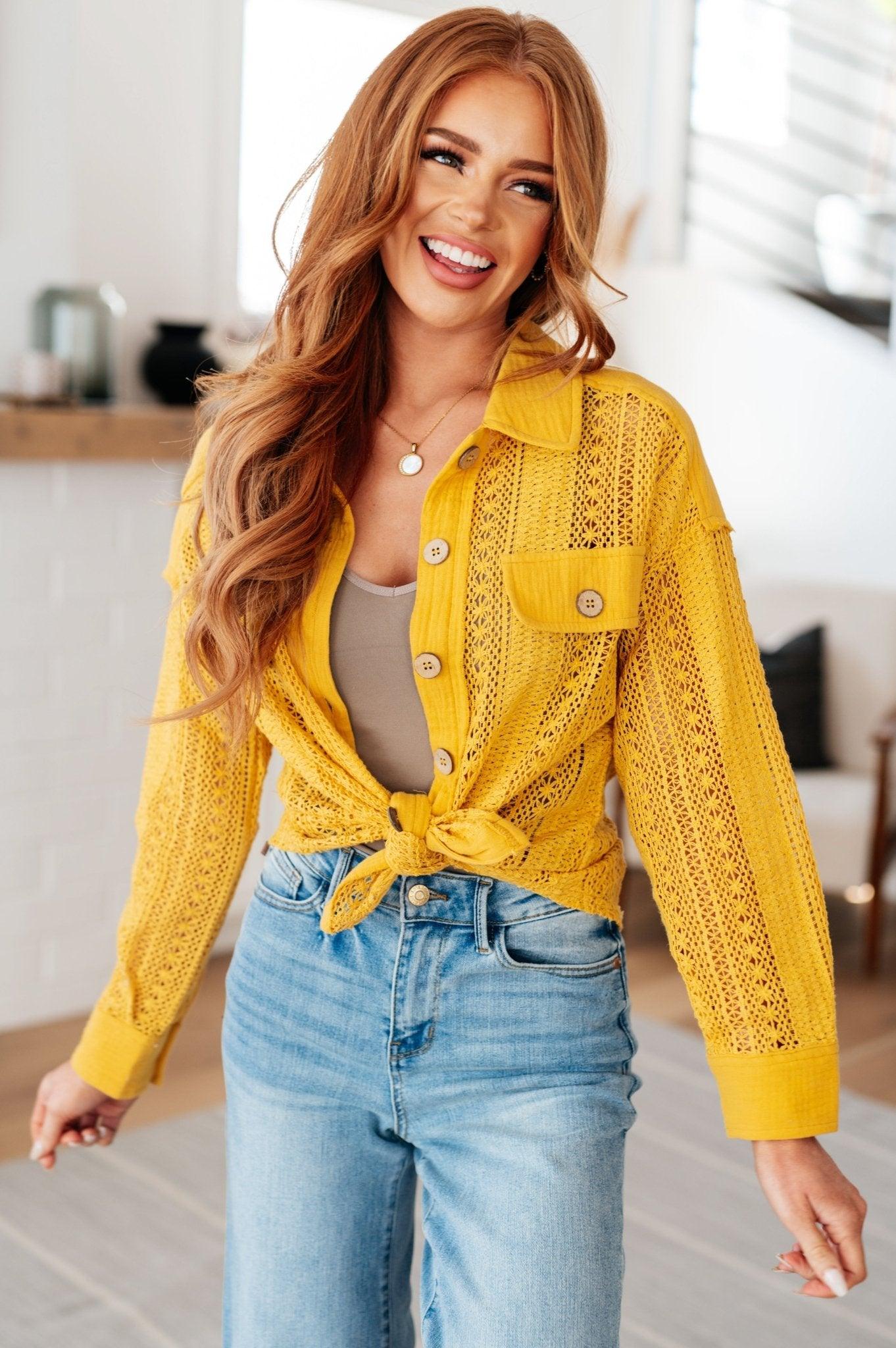 Sweeter Than Nectar Lace Button Down in Honey - AS6509-01 - Love it Curvy