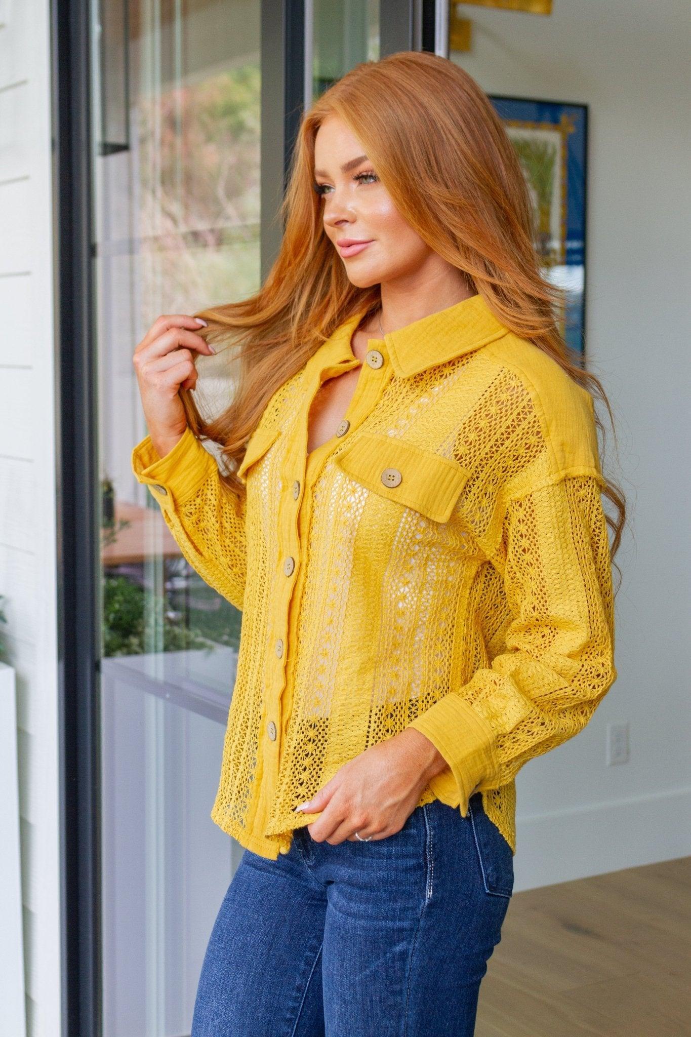 Sweeter Than Nectar Lace Button Down in Honey - AS6509-01 - Love it Curvy