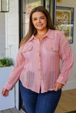 Sweeter Than Nectar Lace Button Down in Rose - AS6510-01 - Love it Curvy