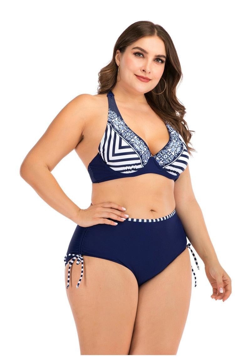 Love It Curvy Plus Size Printed High Waist Triangle Bikini Set
