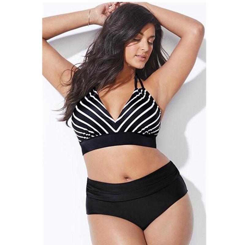 Love It Curvy Plus Size Printed High Waist Triangle Bikini Set