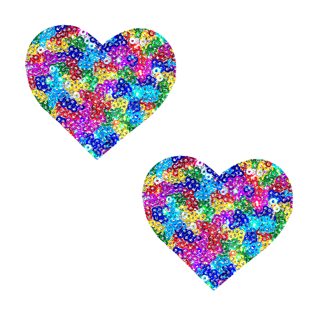 Unipoo Sparkle Sequin Multicolor I Heart U Nipztix Pasties - Love it Curvy
