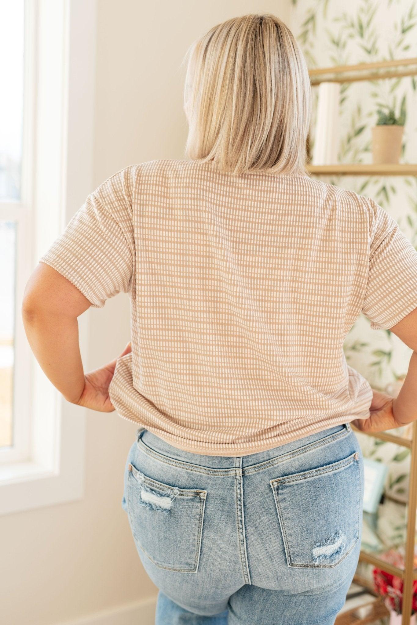 Textured Boxy Top in Taupe - AS7367-01 - Love it Curvy