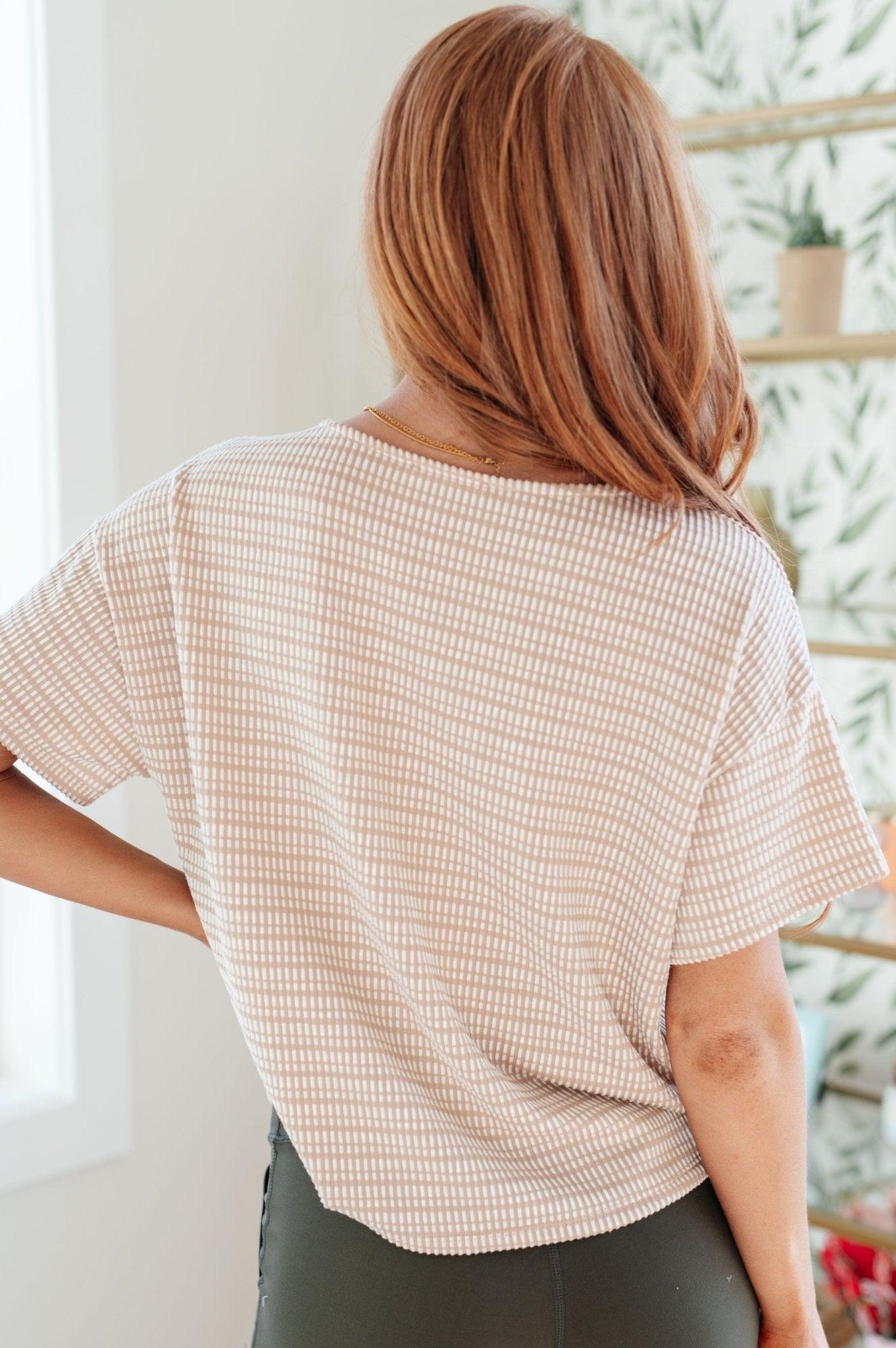 Textured Boxy Top in Taupe - AS7367-01 - Love it Curvy