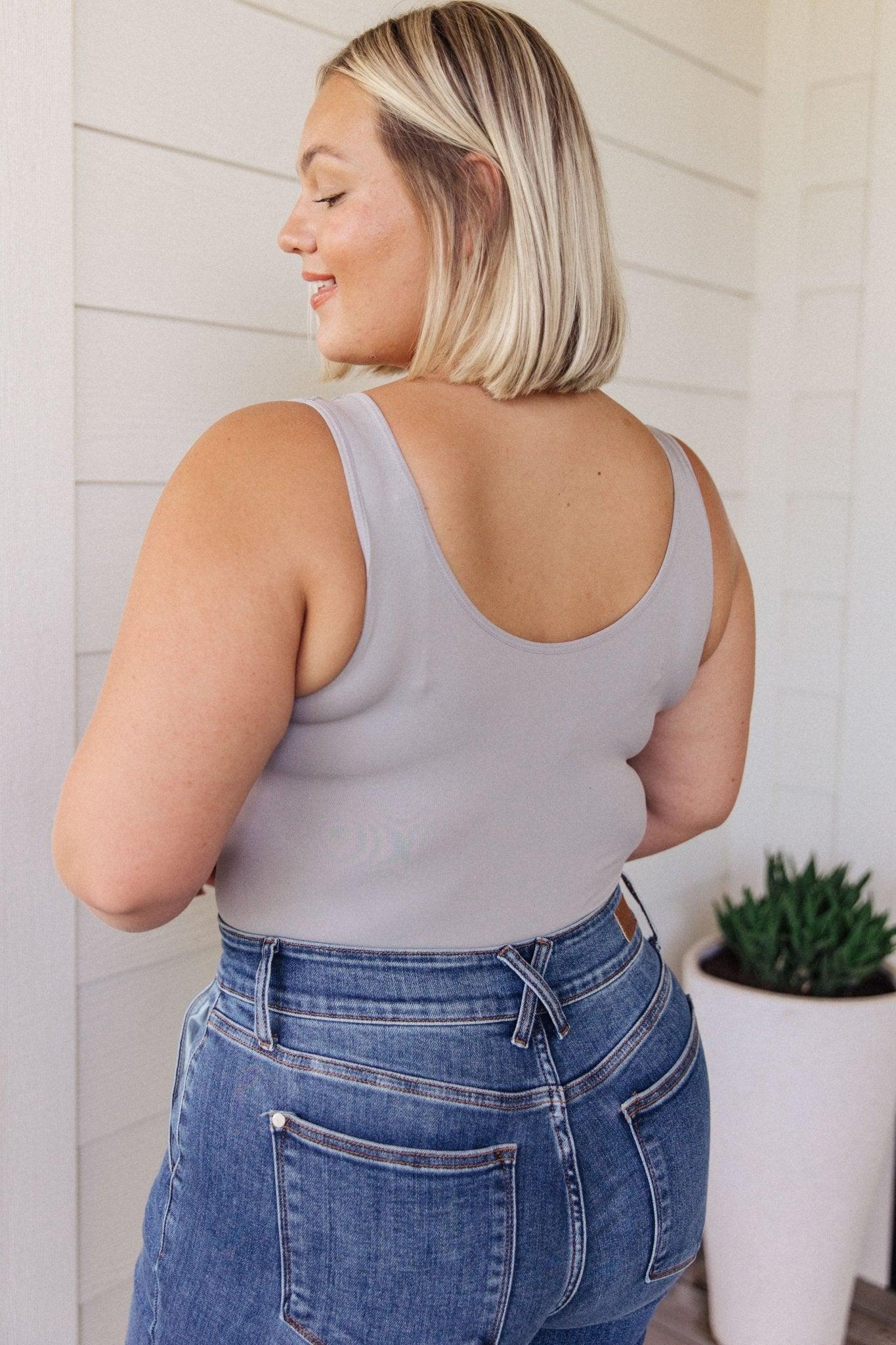 The Basics Bodysuit in Grey - AS6588-01 - Love it Curvy