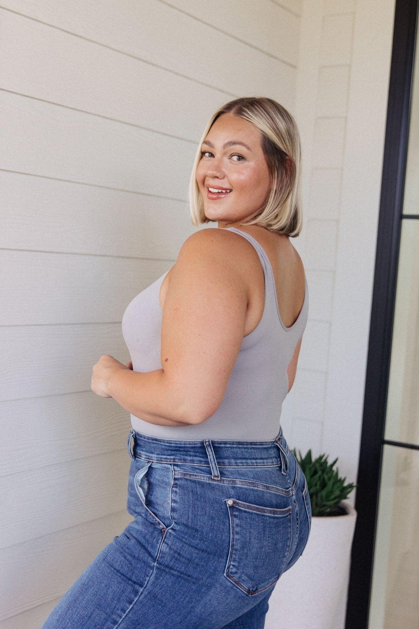 The Basics Bodysuit in Grey - AS6588-01 - Love it Curvy